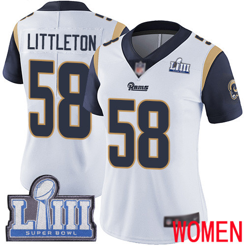 Los Angeles Rams Limited White Women Cory Littleton Road Jersey NFL Football #58 Super Bowl LIII Bound Vapor Untouchable->women nfl jersey->Women Jersey